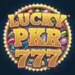 Lucky PKR 777 Game logo with golden letters and casino background.